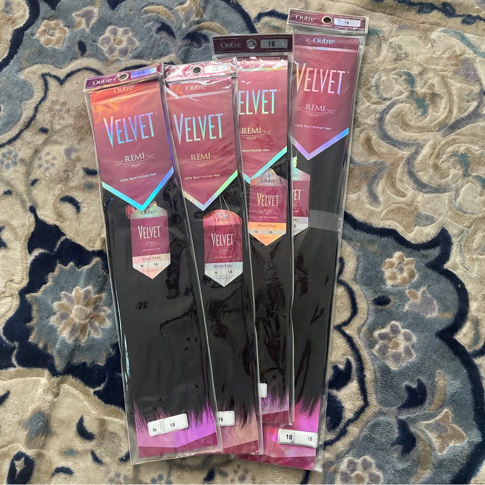 NWT VELVET REMI 100% HUMAN HAIR 1B 16” x 3 and 18” x 1